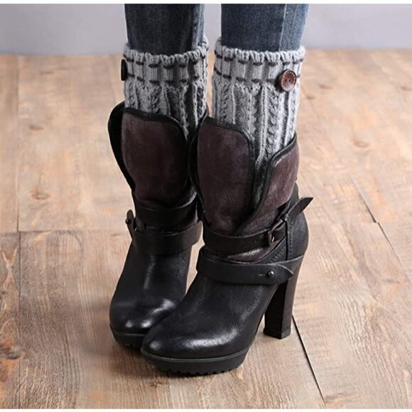 KNEE High Socks Covers Warm Cuffs Stockings Boots Dress Casual Winter Fall NWT - Picture 3 of 6